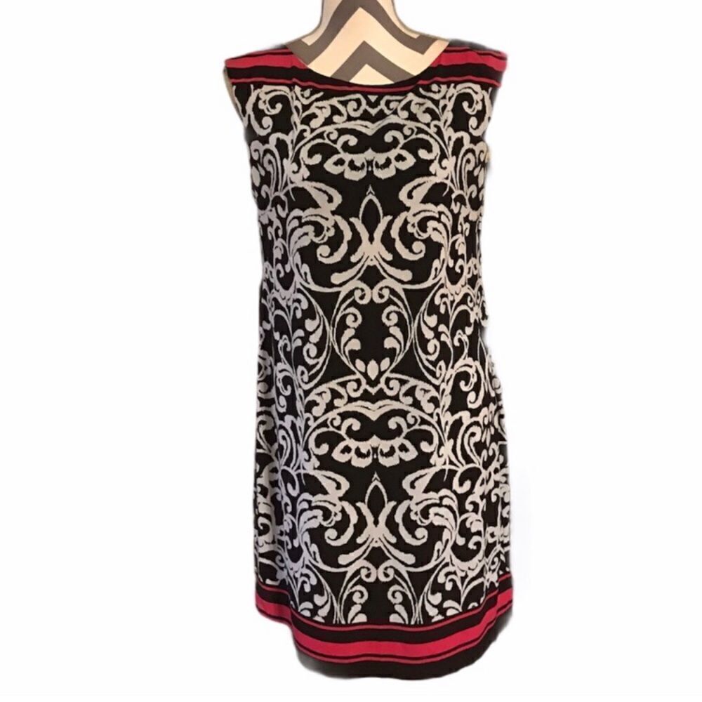 Jessica Howard MEDIUM Sleeveless Dress Black White Pink